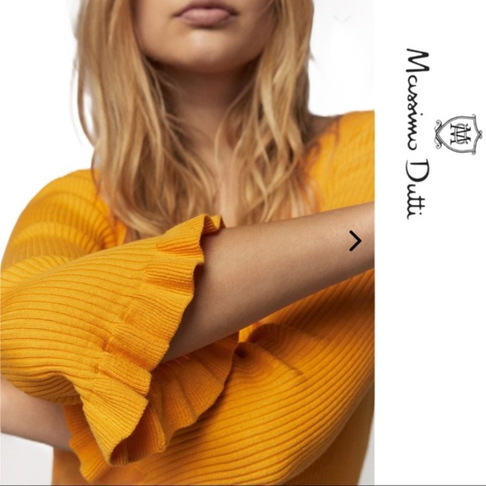 SOLD! MASSIMO DUTTI Ribbed Sweater with Ruffled Cuffs - Picture 5 of 6
